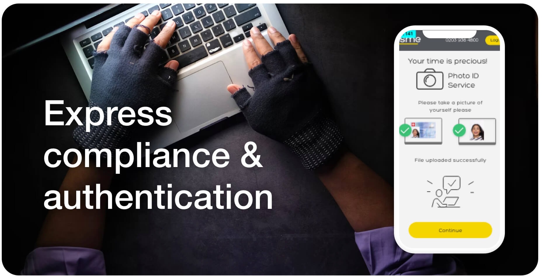 Selfie Check photo ID upload confirmation: Express compliance and authentication.
